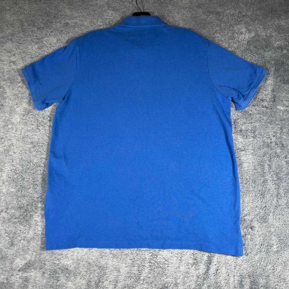 Polo Ralph Lauren Mens L Classic Fit Cotton Mesh Polo‎ Shirt Blue w/ Orange Pony